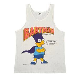 Vintage Bartman The Simpsons Tank Top 80s Anvil Watch It Dude Distressed Medium